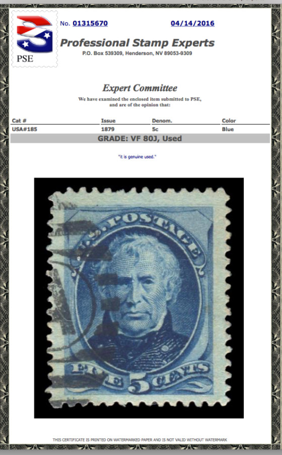 #185 Used PSE Graded 80J-Jumbo, PSE Certificate # 01315670