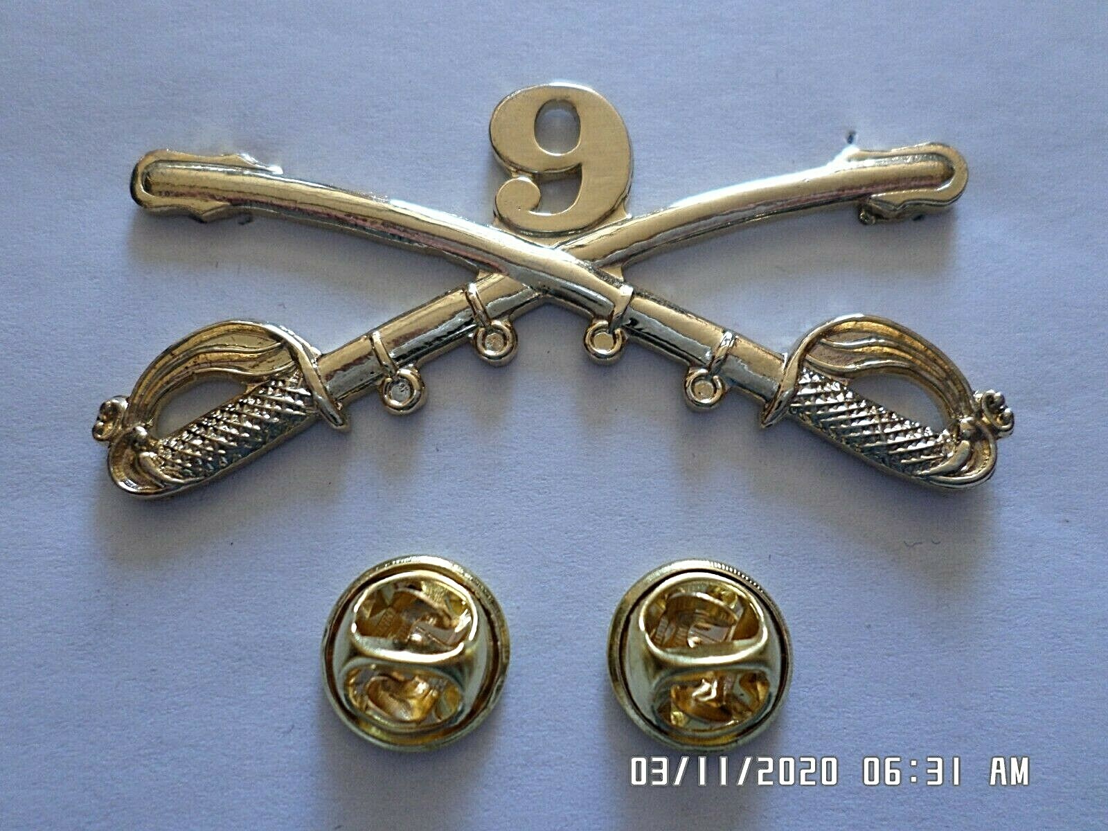 9th CAVALRY SWORDS SABERS MILITARY HAT PIN REGIMENT BADGE BUFFALO SOLDIERS