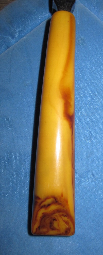 Vintage butterscotch Bakelite handle pull through knife sharpener
