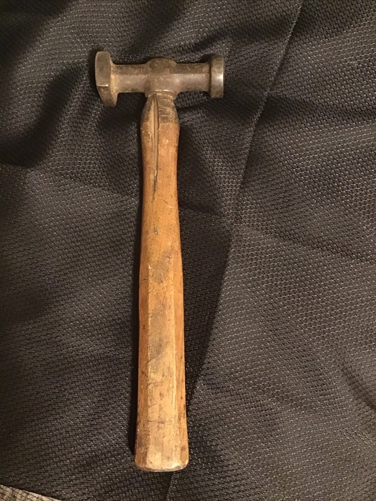 VINTAGE Auto Body Hammer - Square & Round Faces , Handle Has Cracks And Chips