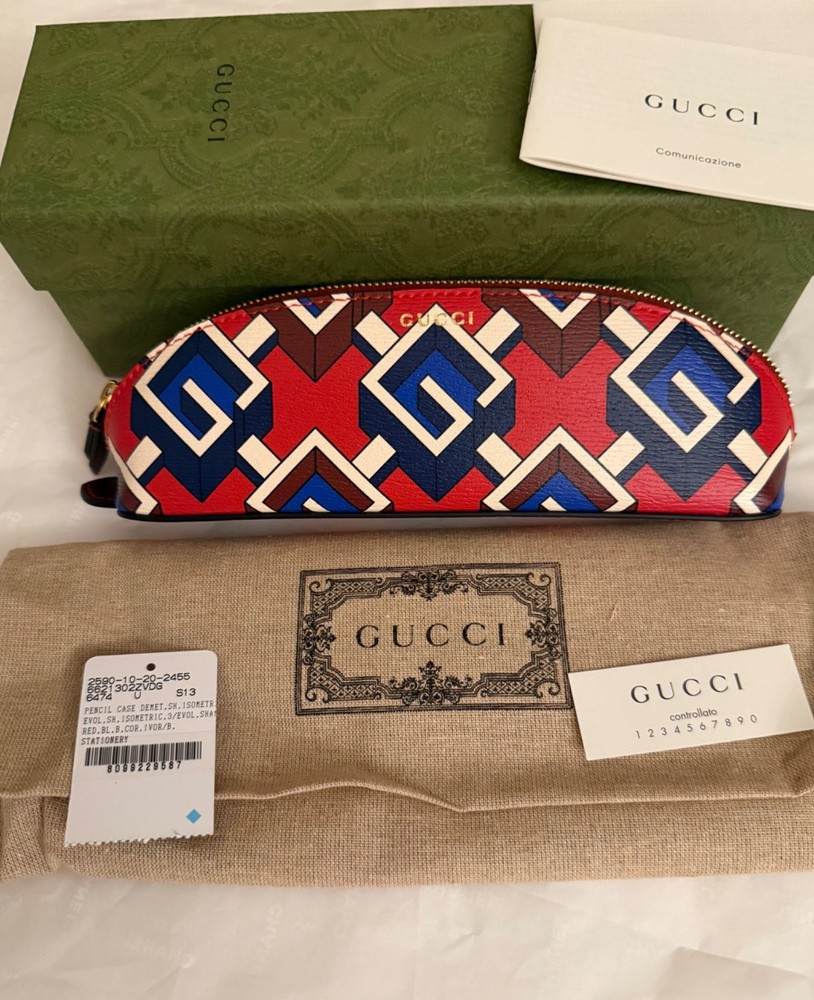 Gucci Pencil Case Pouch with Geometric “G” Gucci Logo 💝