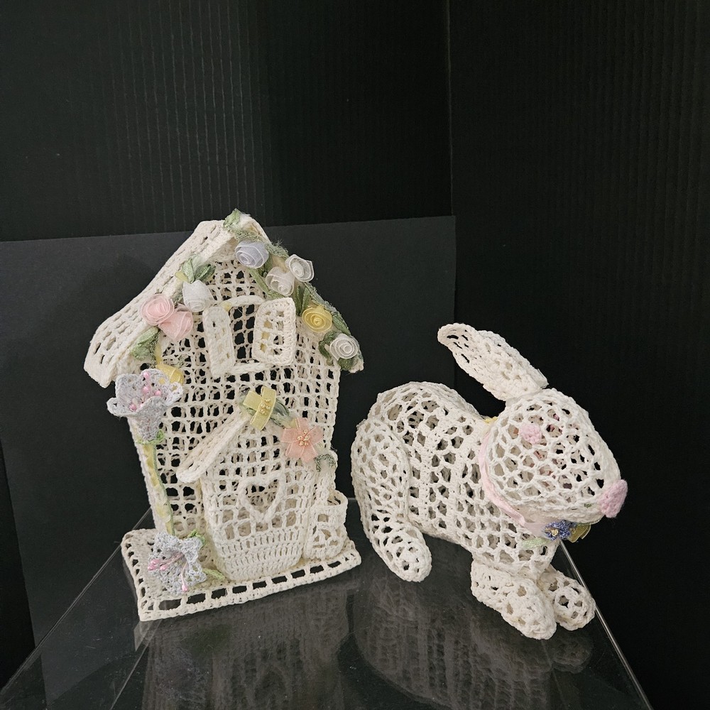 Crochet Easter Bunny & Spring Cottage House 7"