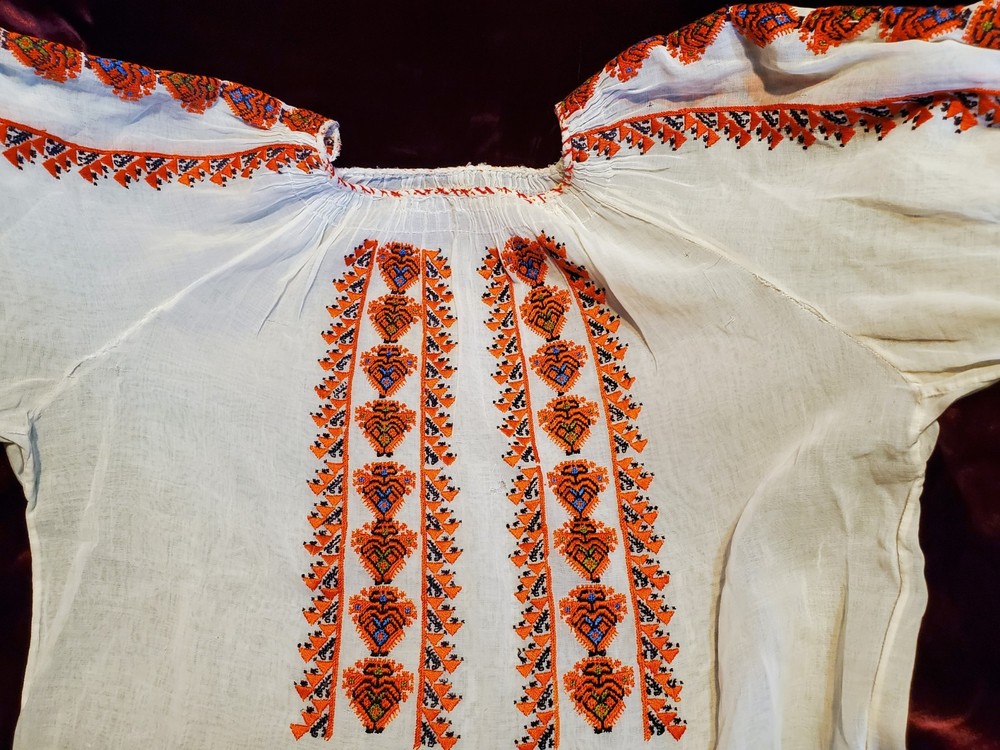 Exquisite Antique Romanian Silk Blouse