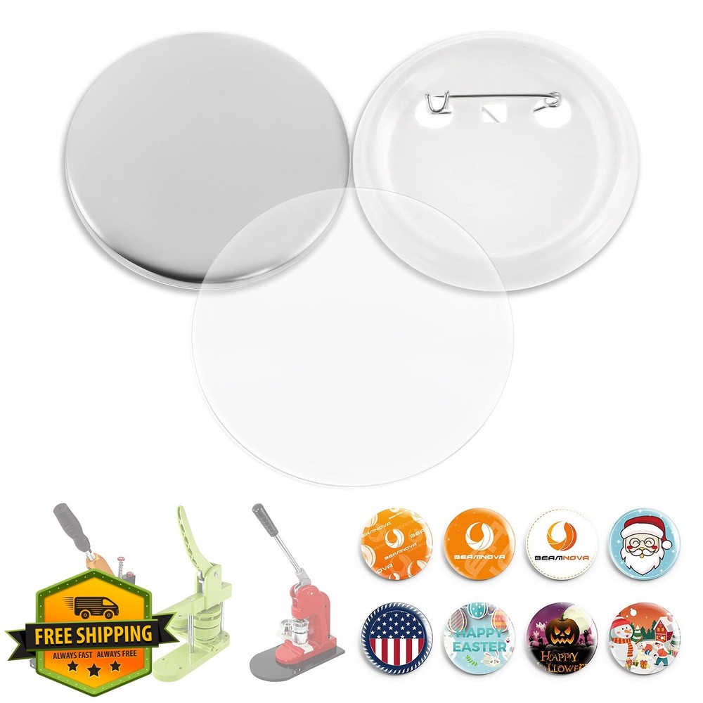 BEAMNOVA 500 Button Parts 75mm for Button Maker DIY Pins