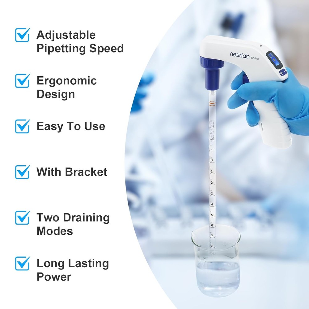 0.1-100ml Controller Electronic Pipettor for Lab LCD Screen 6 Adjustable Speed