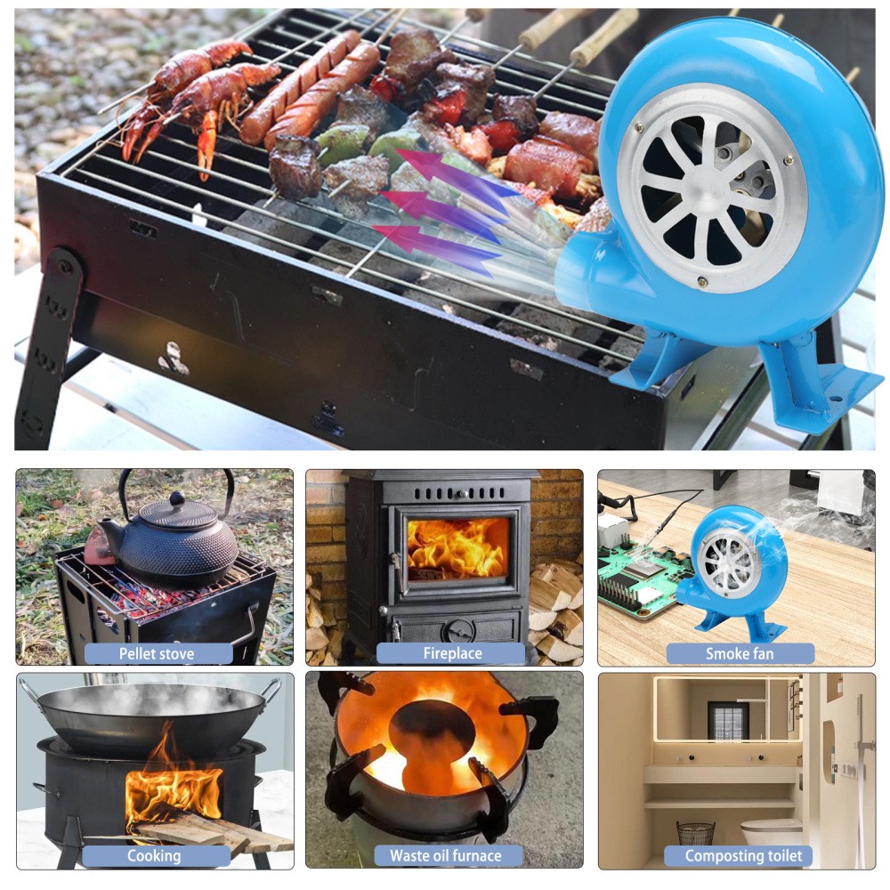 80W Combustion Blower Home Stove Fire Electric Fan Adjustable Speed 110V for BBQ