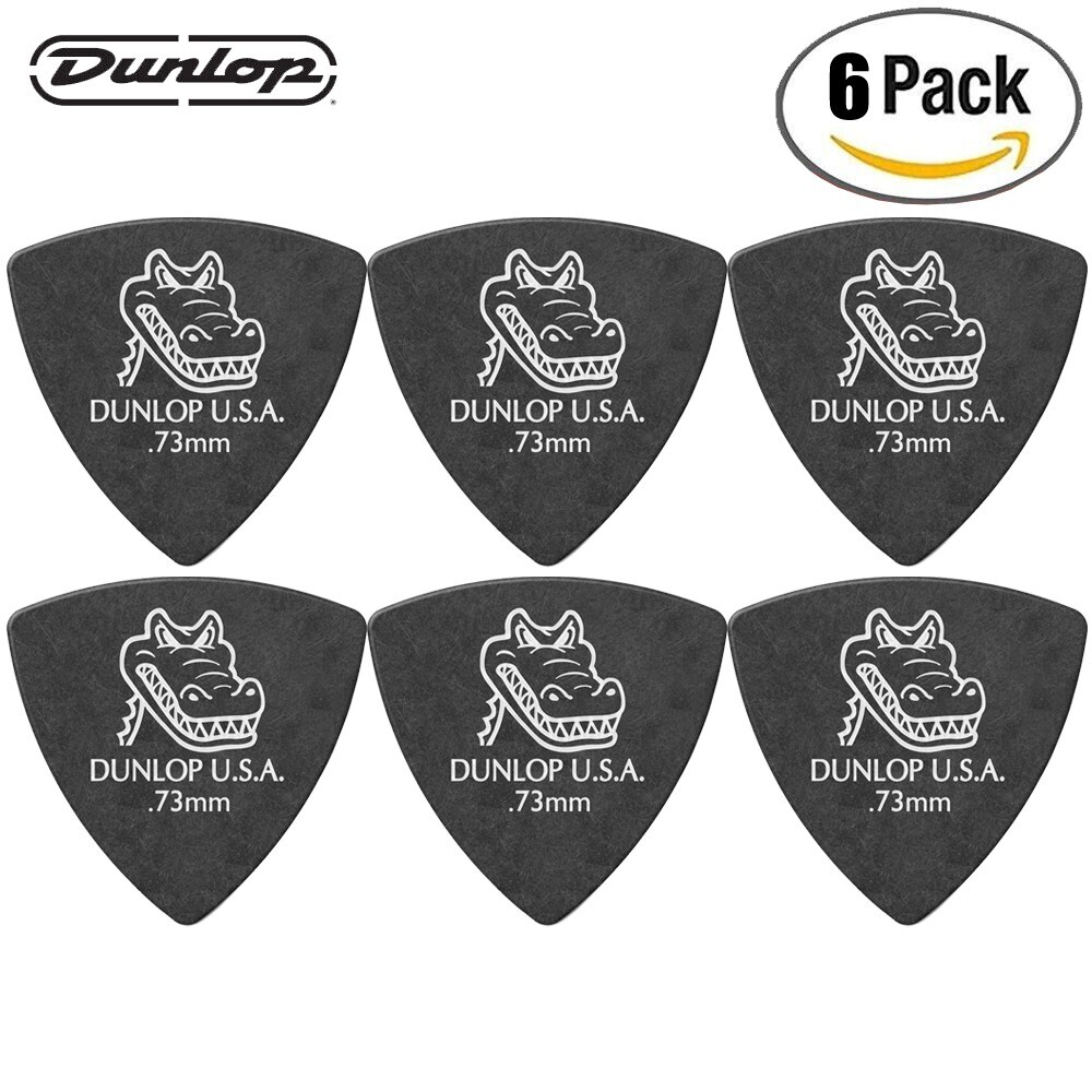 6-PACK Dunlop 572P.73 Gator Grip® Small Triangle .73 Matte Black Guitar Picks