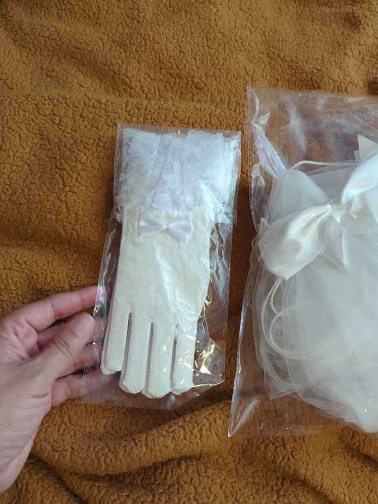 First Communion Veil And Gloves