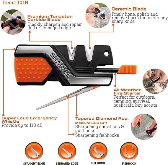 Pocket Knife Sharpener & Garden Tool Sharpener, Sharpening Straight and Serra...