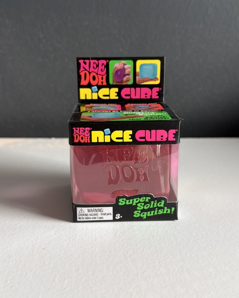 Nee Doh Nice Cubes Ice Cube Toy Fidget Super Solid Squish Pink