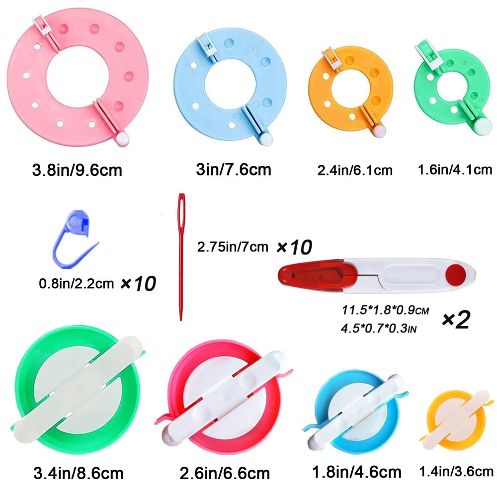RRigo Pom Maker, 8 Sizes Pompom Maker Tool Set for Fluff Ball 30, 30
