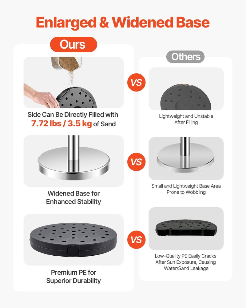 VEVOR 6Pcs Stanchion Posts Crowd Control Queue Barrier Sand Injection Base