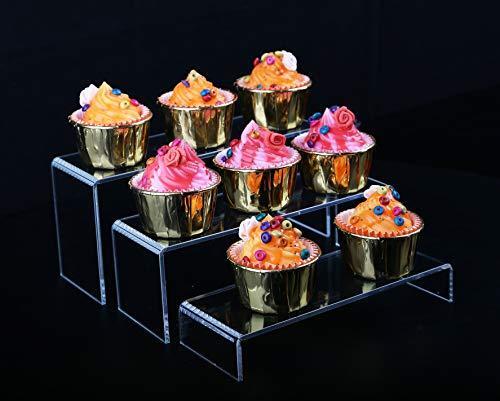 Jusalpha 3 PC Large 10 Inches Clear 5mm thick Acrylic Riser Set, Acrylic Display