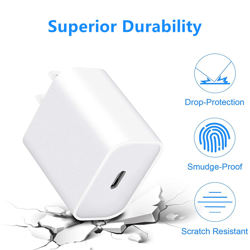 20W USB-C Power Adapter Block for iPhone iPad Android Fast Charger Cube Block