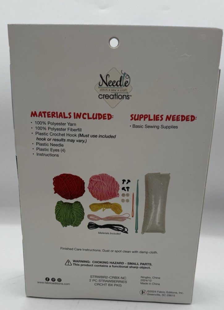 Needle Creations Makes 2 Strawberries Complete Crochet Kit
