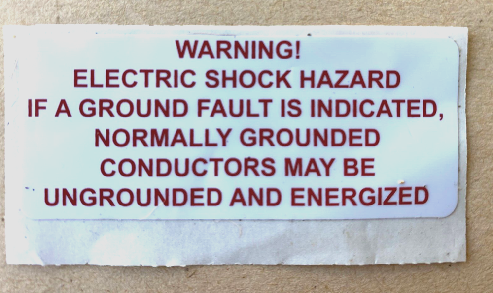 PV Systems labels - Warning - Ground Fault - Free shipping!!!