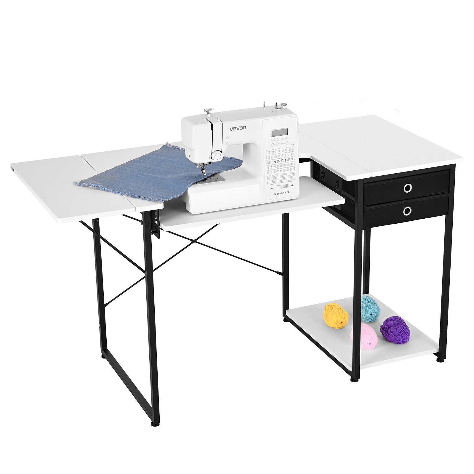 VEVOR Sewing Table Multipurpose Sewing Machine Table with Drawers Foldable Shelf