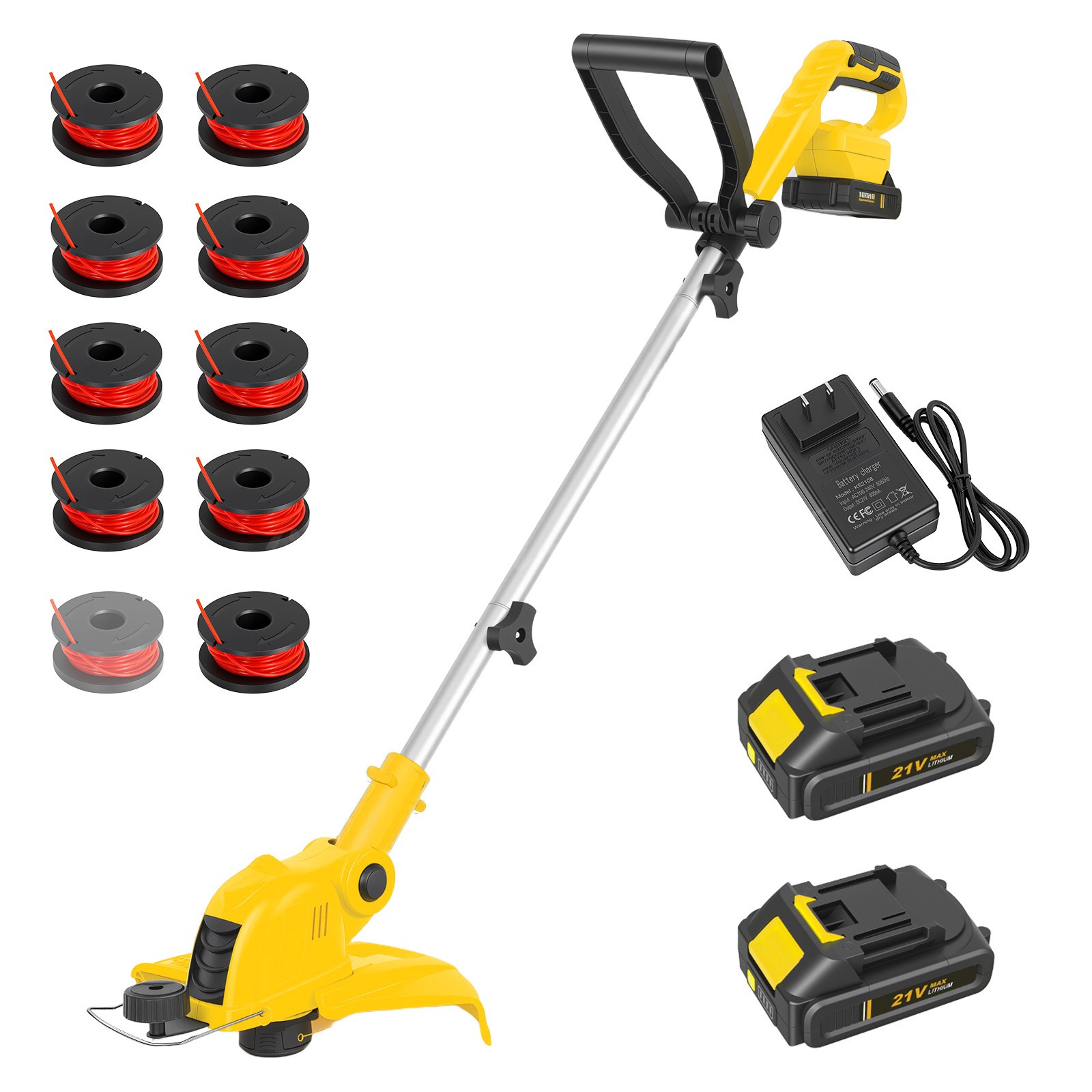 2-IN-1 Electric Cordless Grass String Trimmer Lawn Edger Weed Wacker Cutter USA