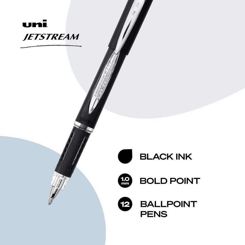 "Jetstream Ballpoint Pens 1.0mm, Black Ink, Medium Point, 12 Pack"