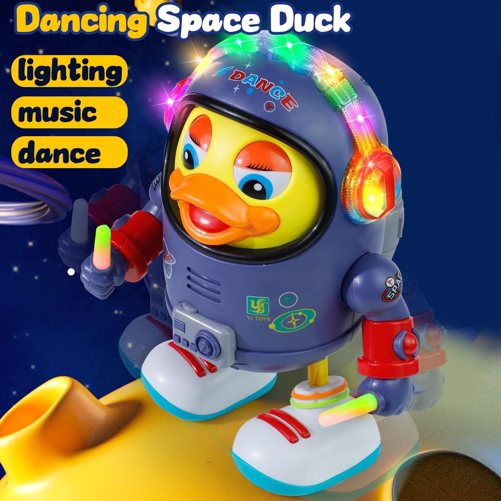 Dancing Space Duck Toy with Music & LED Lights