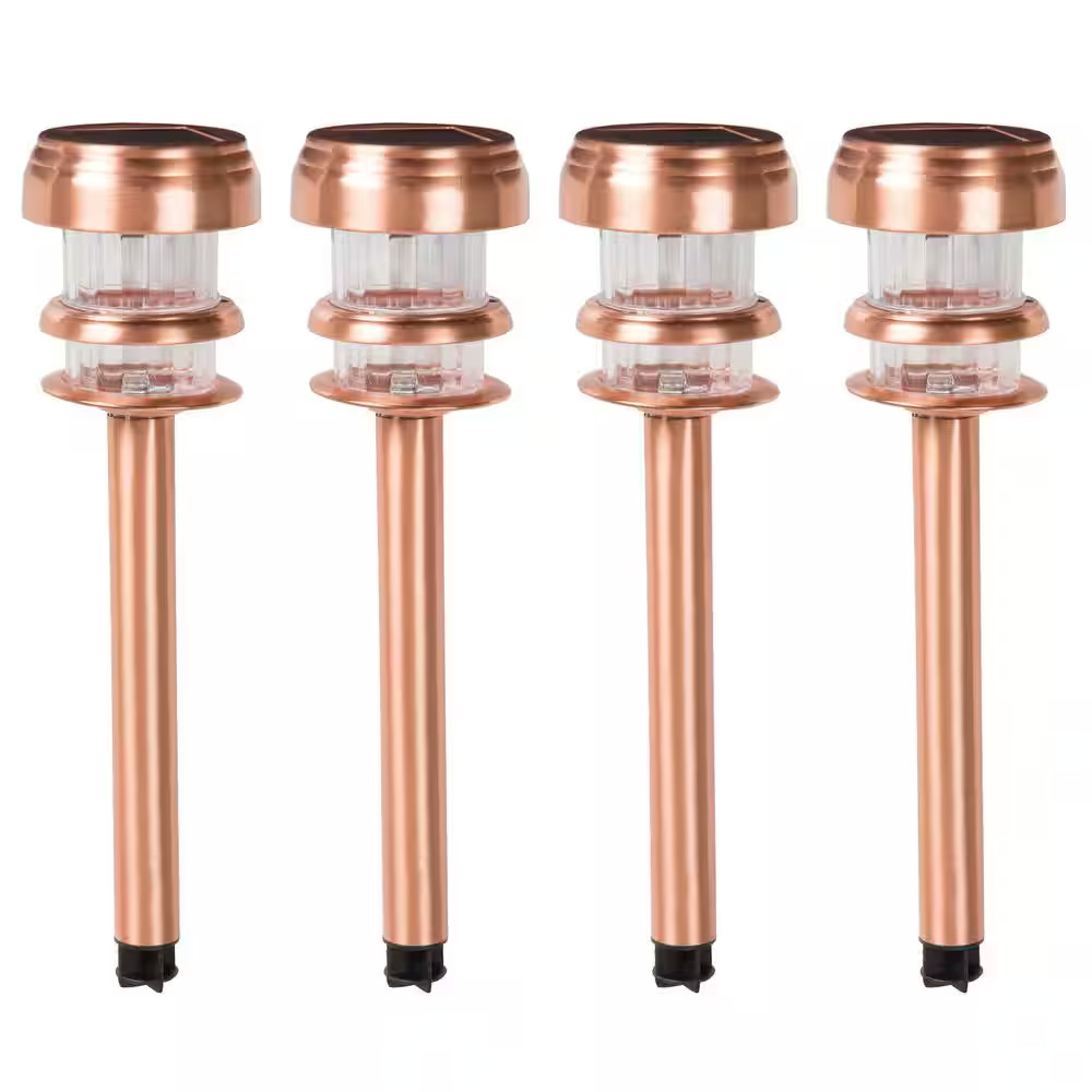 Solar Powered Copper Path LED Lights (4-Pack)
