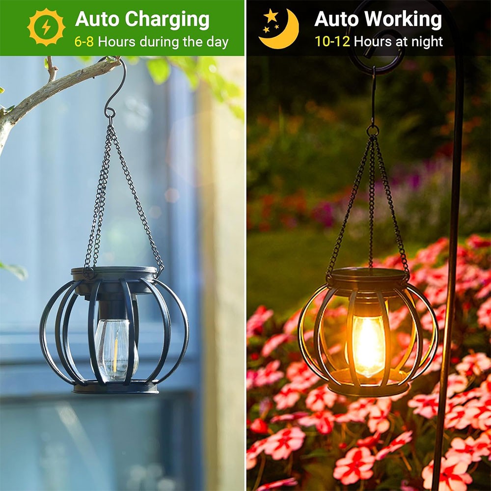 Solar lantern, metal solar pumpkin-shaped lantern, IP65 waterproof