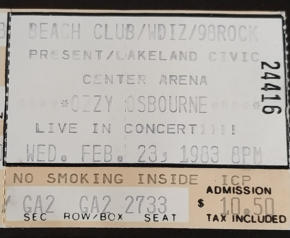 VTG Ozzy Osbourne Solo Concert Ticket Stub 1980s Rare RIP Metal Legend