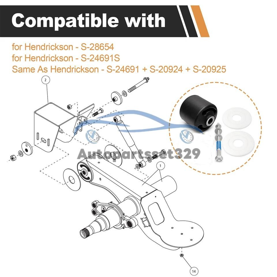 S-24691 S-21166 Hendrickson Quick Align Pivot Bolt Bushing Kit