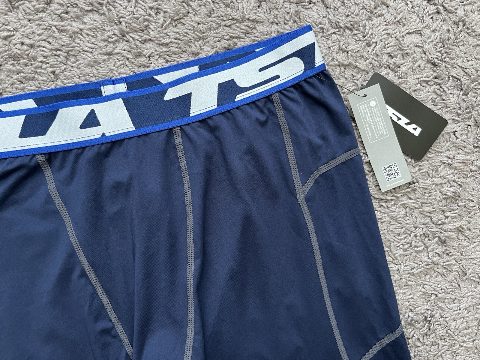 TSLA Men's Compression Tights Pants Baselayer Blue Bottom 2XL NEW