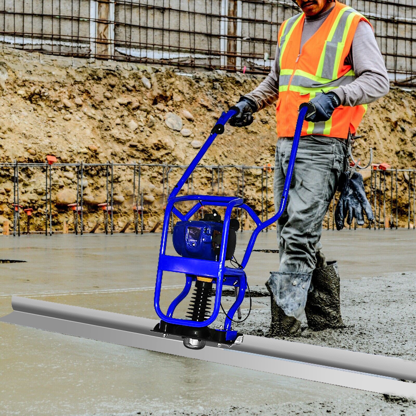 1.2HP Concrete Screed 4 Cycle Engine 7ft Board Tamper Blade 950W GX35 Surface