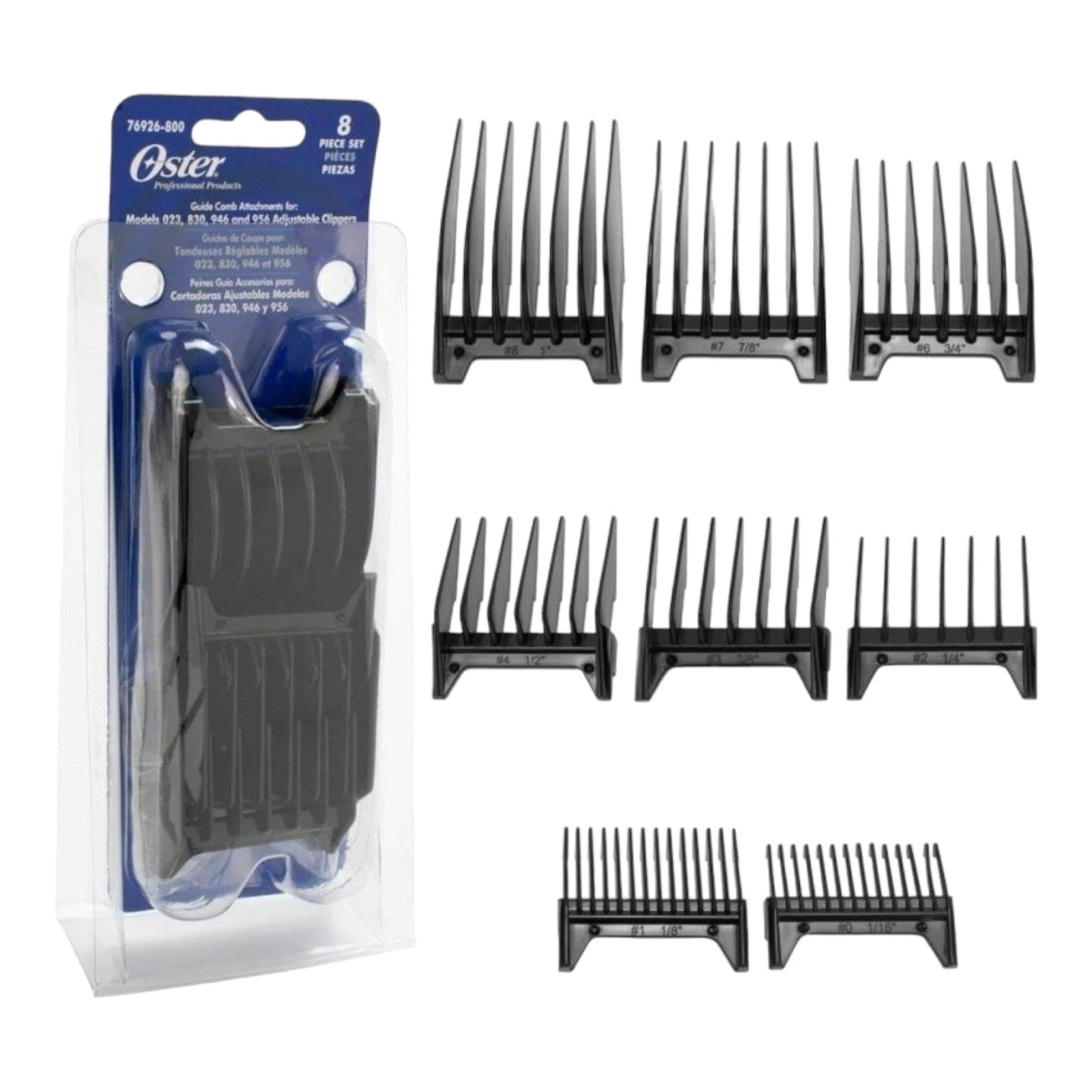 Oster 8 Piece Guide Comb Guard Attachment Set for Fast Feed Clippers
