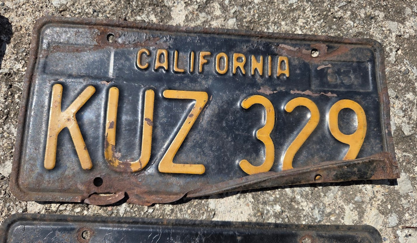 California License Plate 3 Matched Pairs 1963 Lot 9 Plates 63 Vintage Pair Set