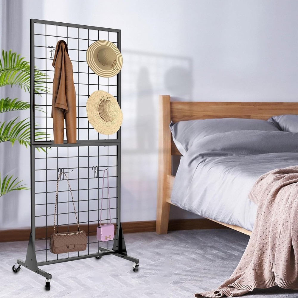 3-Pack Gridwall Panel Display Stand, 2'x5.5' Heavy Duty Floor Standing Rack w...