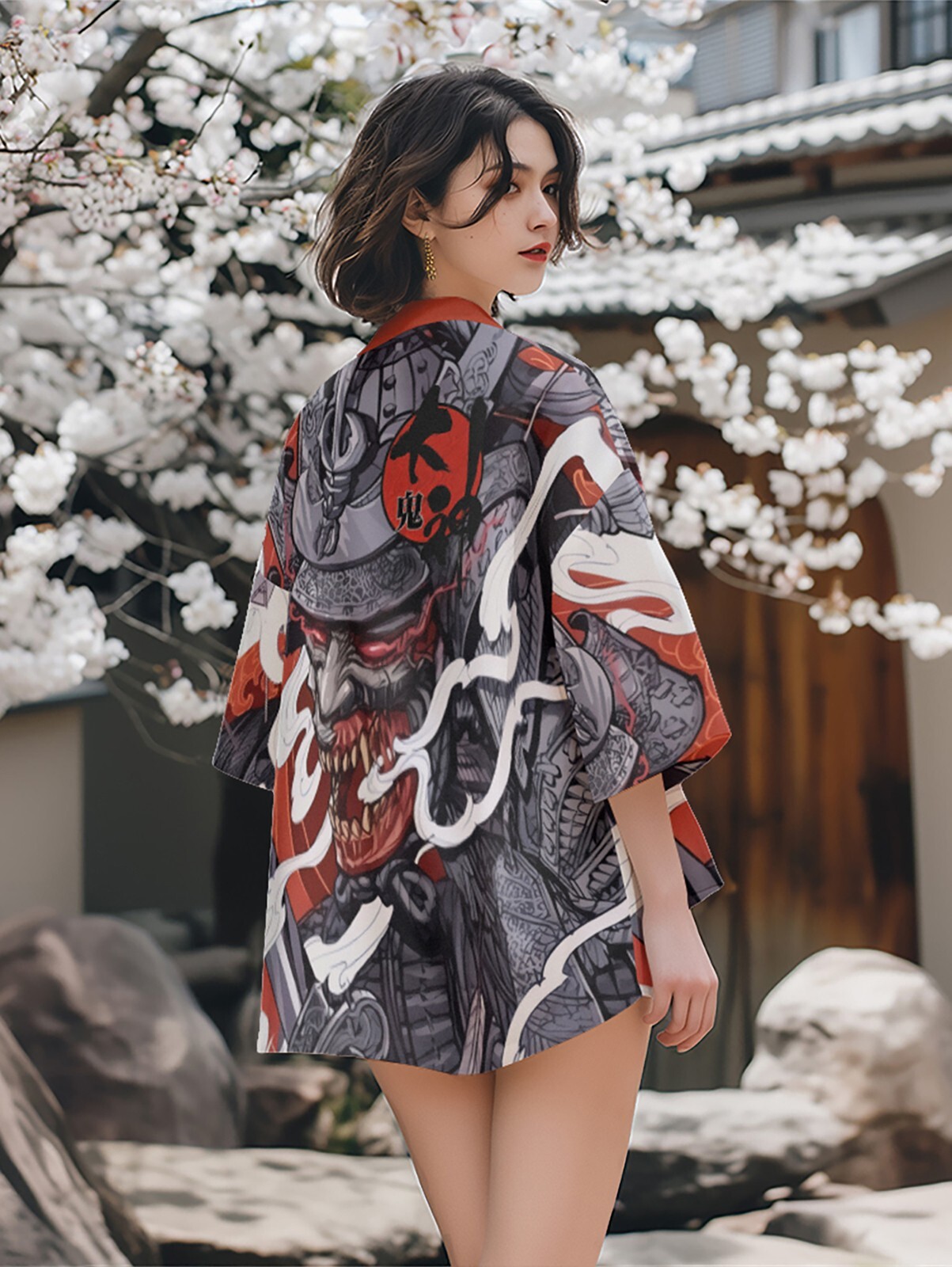 Niepce Men's Japanese Streetwear Kimono Lightweight Printed Cardigan