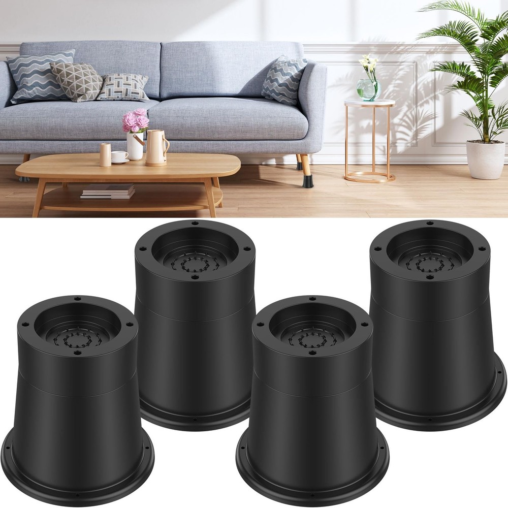 Adjustable Bed Risers 3.3 Inch, 4 Pack Furniture Elevators for Under-Bed Storage