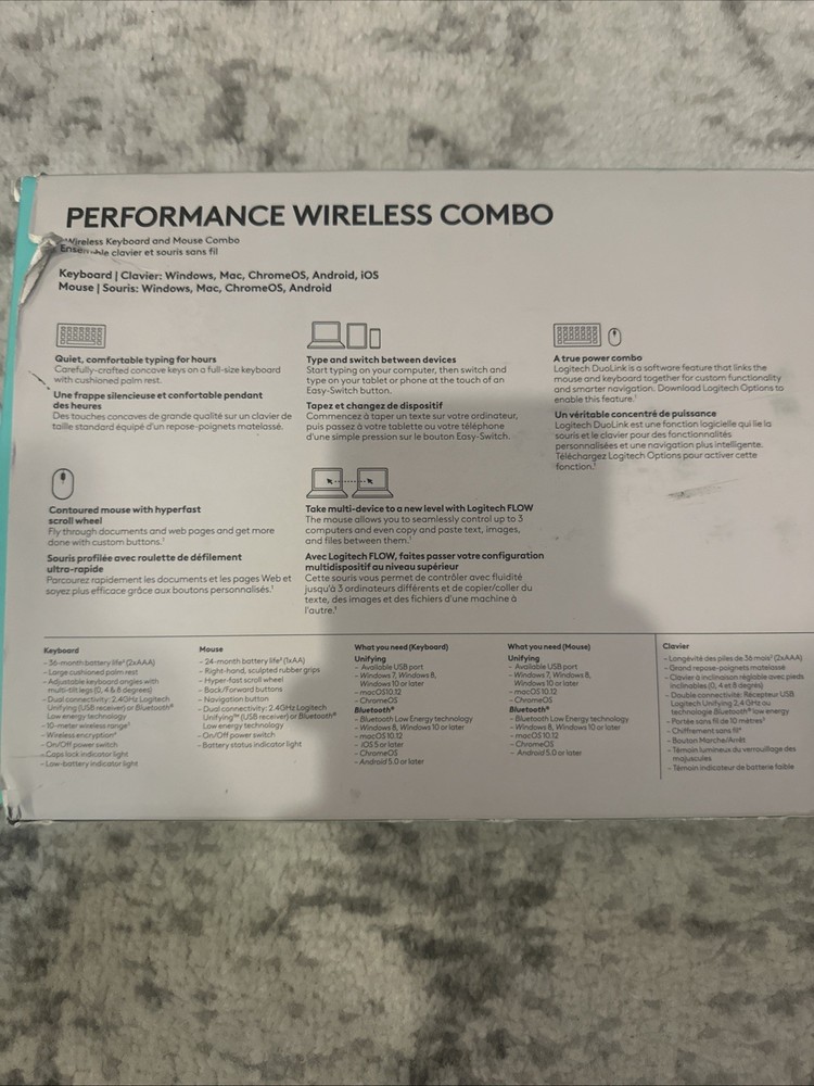 Logitech Performance Wireless Combo Bluetooth Keyboard and Mouse - (920-011291)