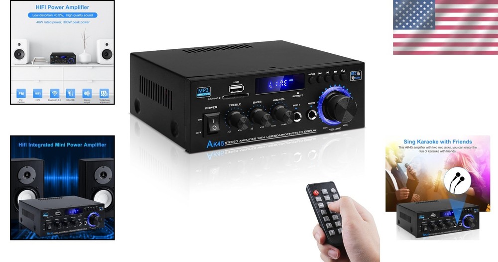 HiFi Stereo Mini Amplifier Receiver with Bluetooth 5.0