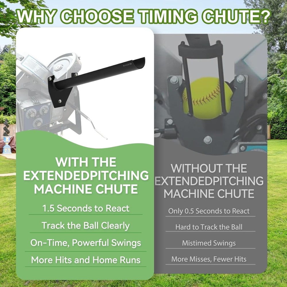 Extended Pitching Machine Chute Compatible with Junior Hack Attack Baseball