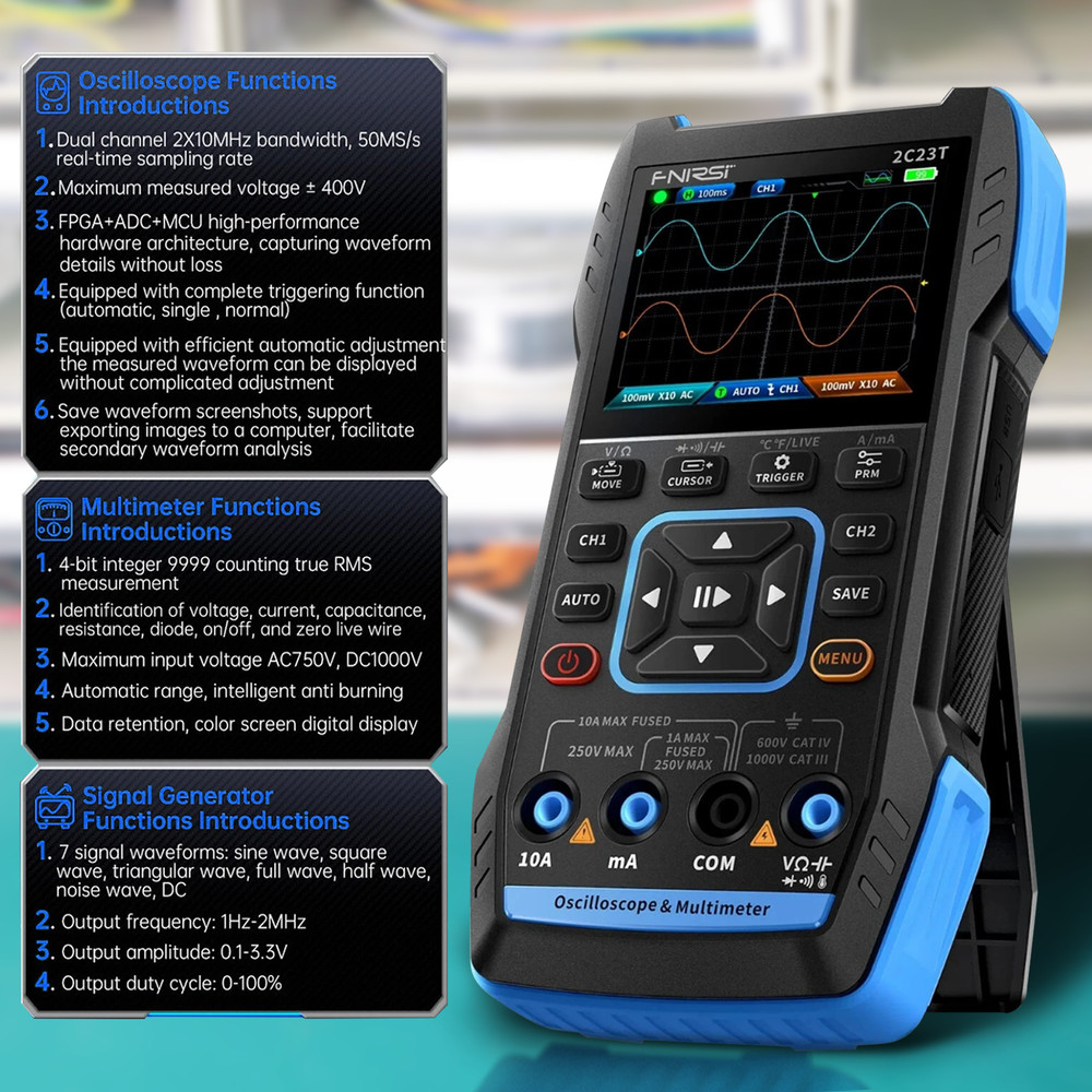 3IN1 Handheld Oscilloscope Digital Display Multimeter Function Signal Generator