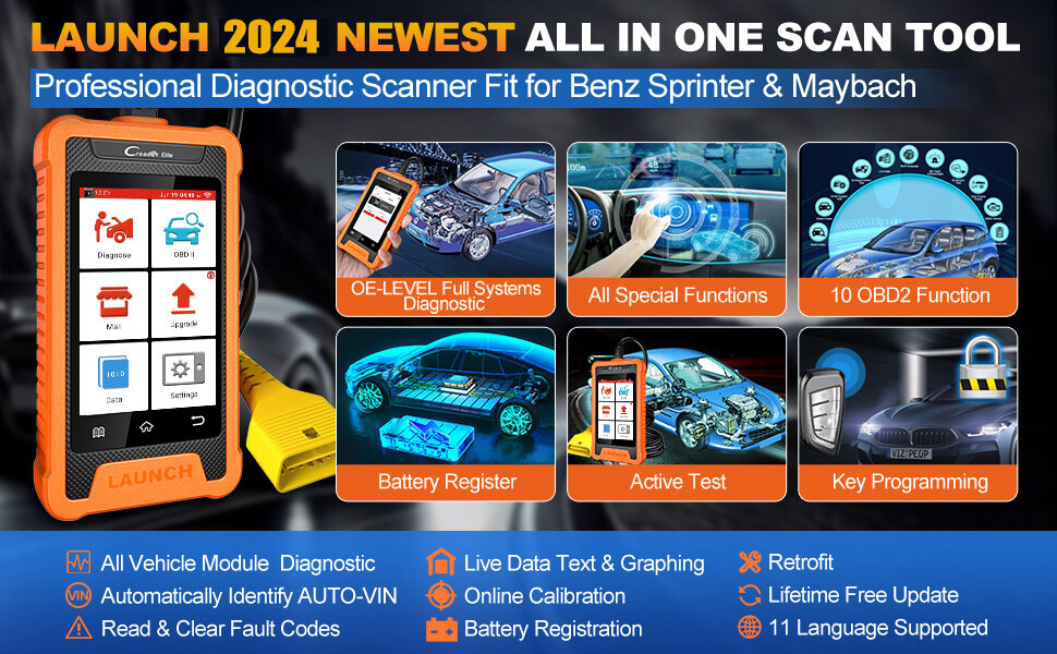 2024 LAUNCH Creader Elite For HONDA OBD Scanner Diagnostic Tool ABS SRS Reset