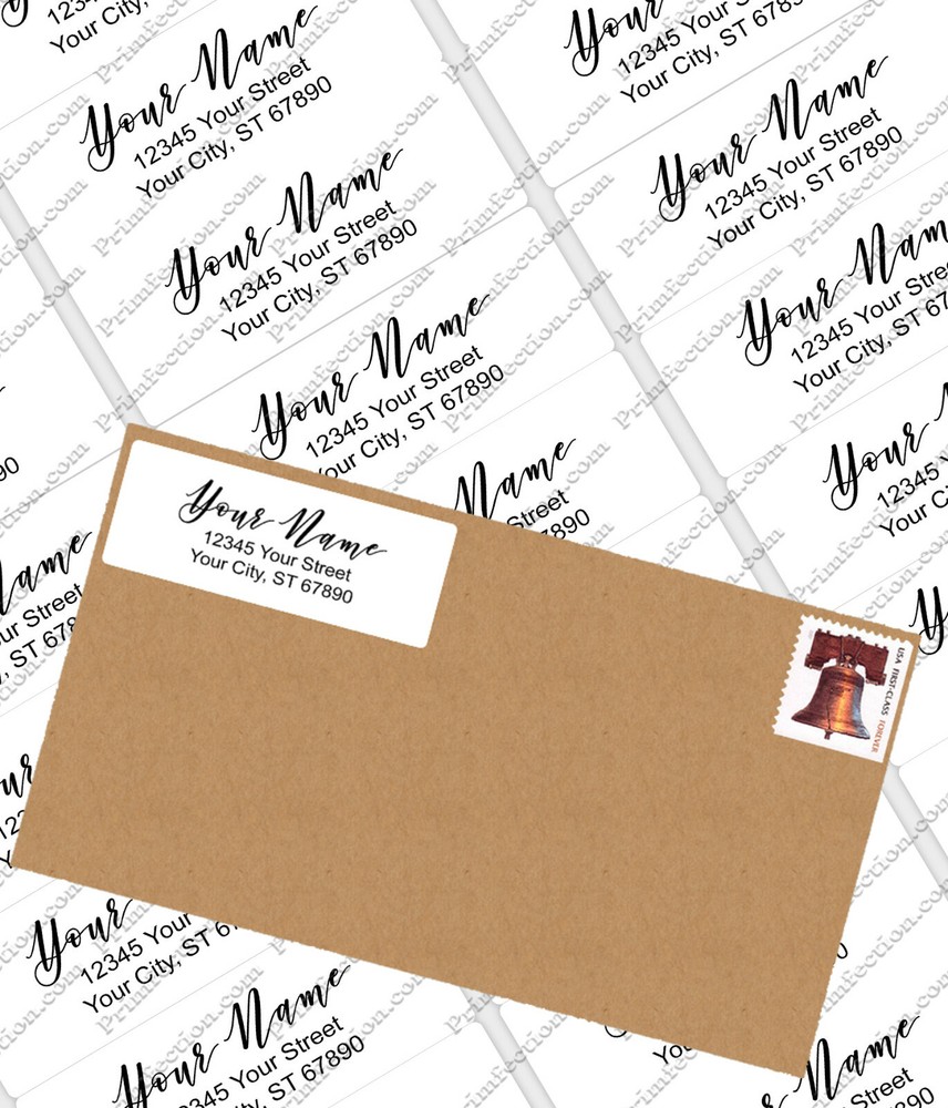 150 Personalized Printed Peel & Stick Fancy Script Return Address Labels
