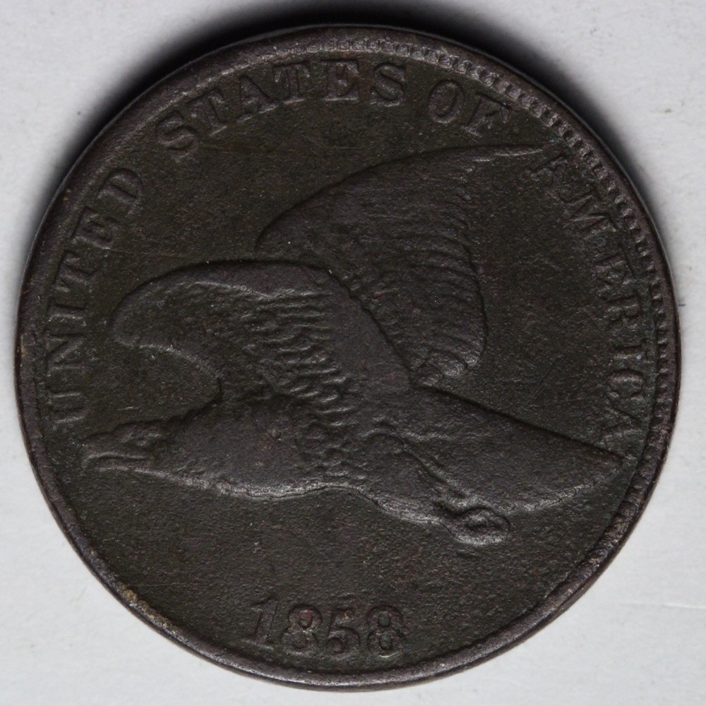 1858 LL Flying Eagle Cent Penny VF E106 AT