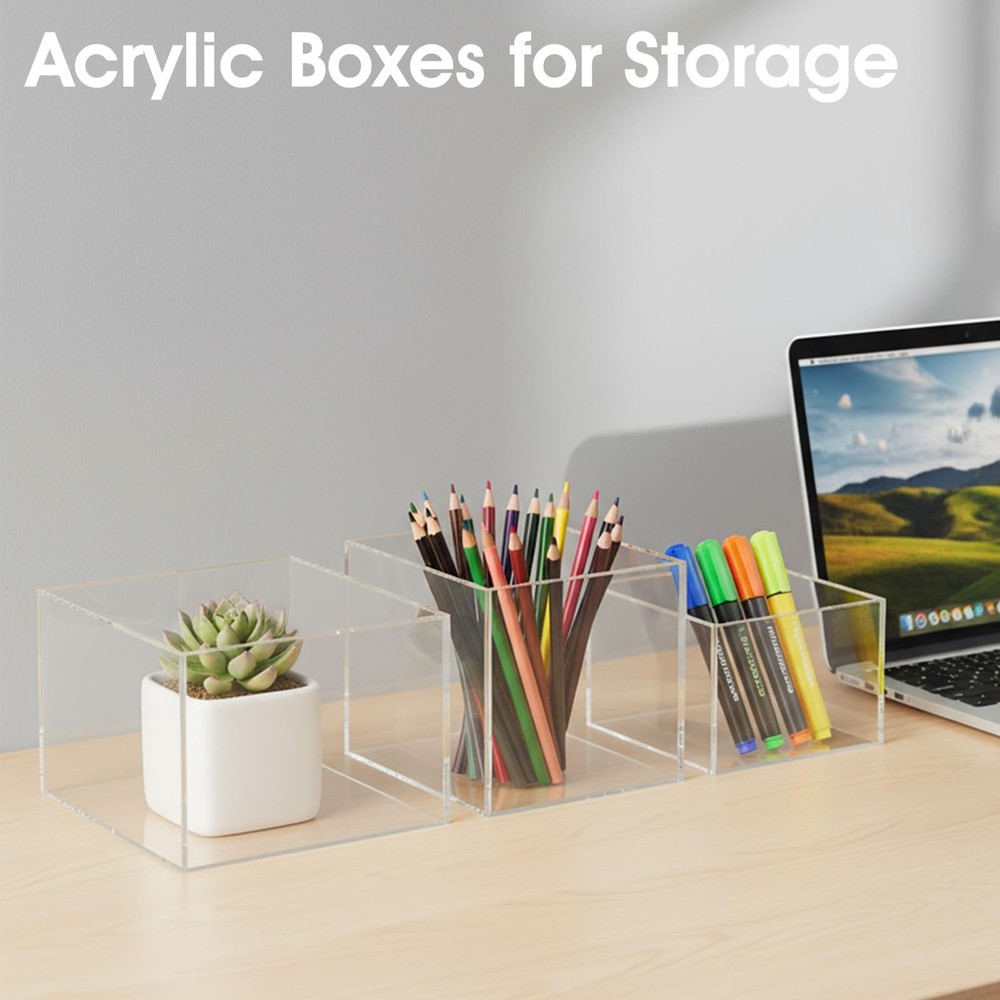 3 Pcs Acrylic Buffet Risers, Clear Cube Display Stands Box Riser with Hollow ...