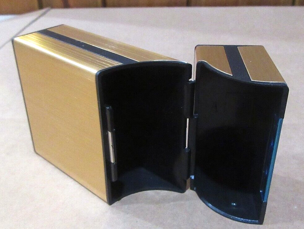 Cigarette Box, Gold Aluminum Plastic Acrylic , 20 Cigarette Size Case