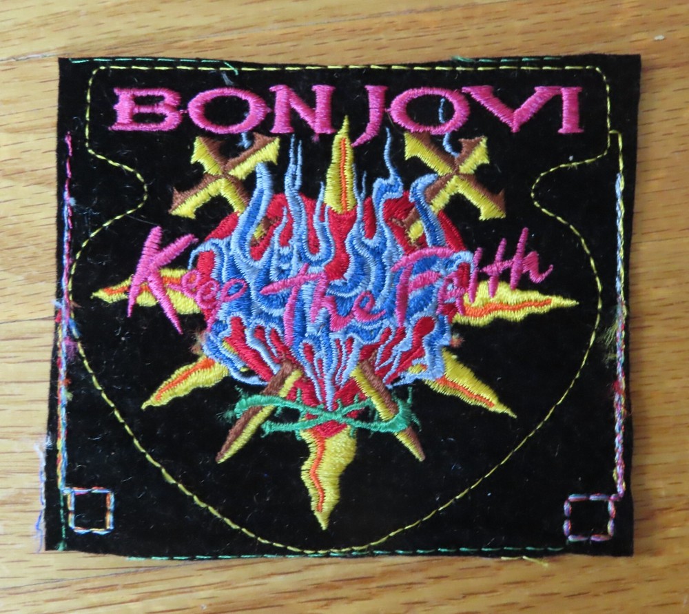 Vintage Original BON JOVI "Keep the Faith" Square 5" Patch JON Richie Sambora