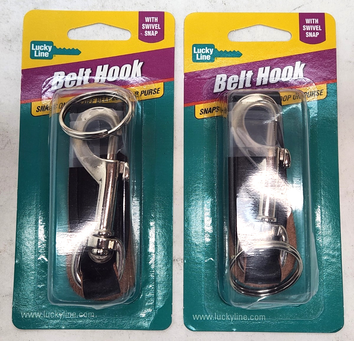 LOT OF 2 - Lucky Line 45201 Leather Belt Hook with Bolt Snap Key Chain Accessory