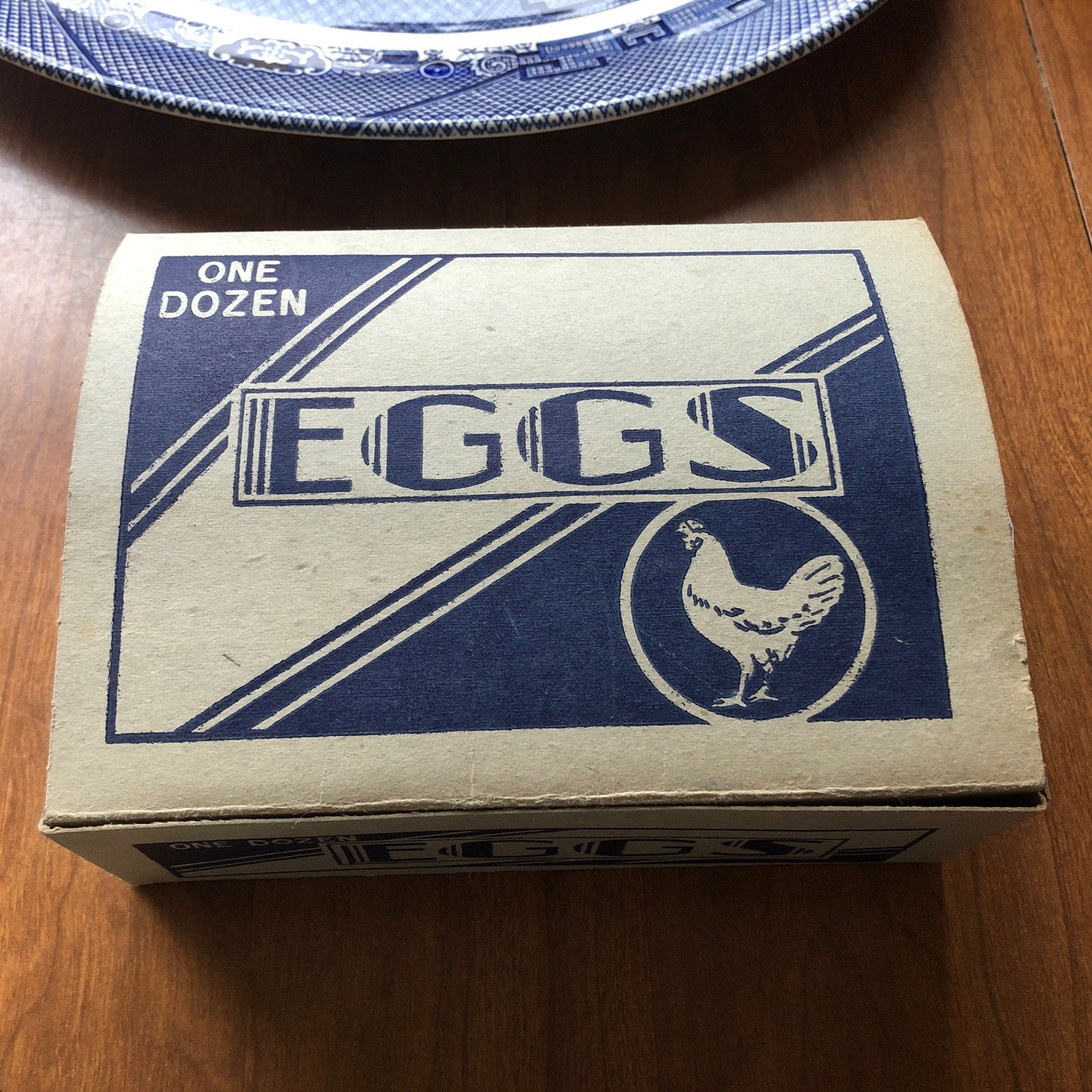 Vintage Ceramic Eggs In Antique Egg Carton