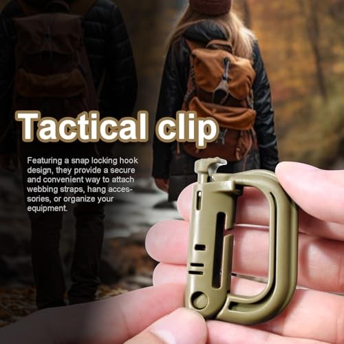 6 Pack 2.12“ Tactical Locking D Ring Plastic Carabiner Backapck LightKhaki