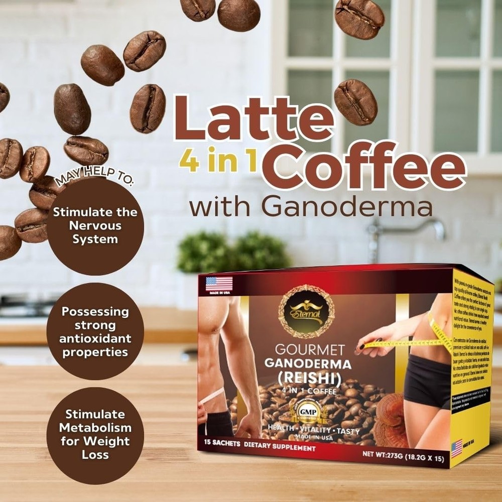 - Asian Latte Coffee Ganoderma Singles, 15 Packets (0.64 oz) – Instant Coffee...