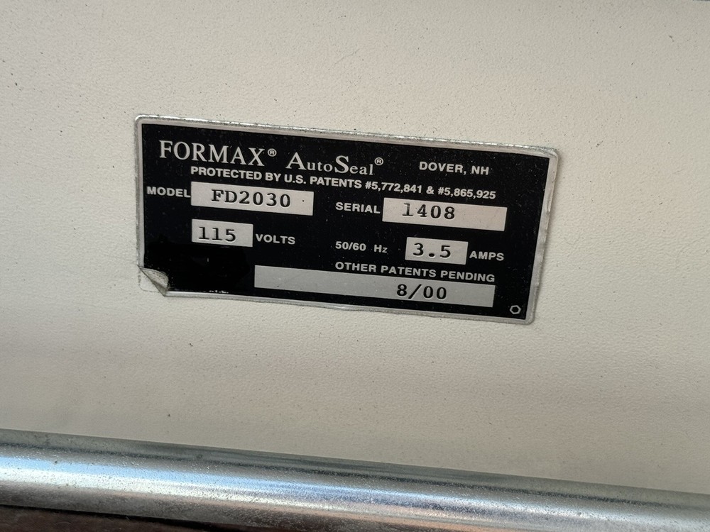 Formax FD-2030 Folder/Pressure Sealer Missing conveyor Untested